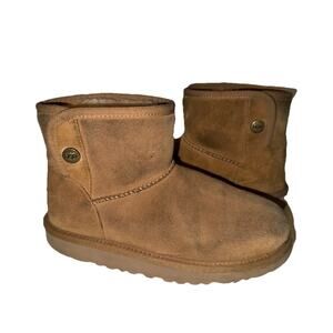 UGG Australia Girls Ankle Boots Sz 3 Chestnut Shearling Suede